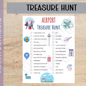 Airport Treasure Hunt for Kids Indoor Scavenger Hunt Game I Spy Games Printable Activities for Children Boredom Travel Games image 1