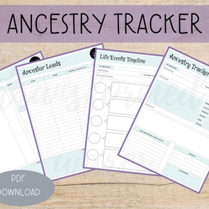 Ancestry Tracker Genealogy Tracker Ancestry Planner Genealogy Printable Family History Sheet Instant Download image 1