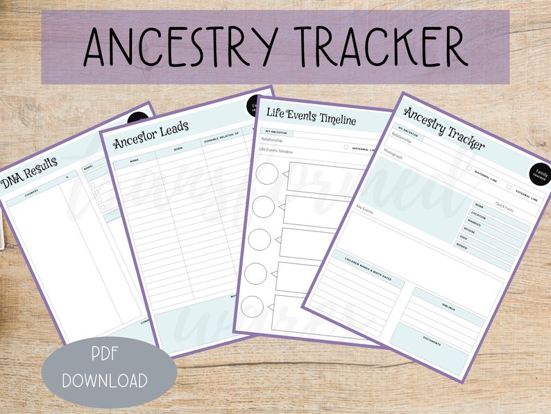 Ancestry Tracker Genealogy Tracker Ancestry Planner Genealogy Printable Family History Sheet Instant Download image 1