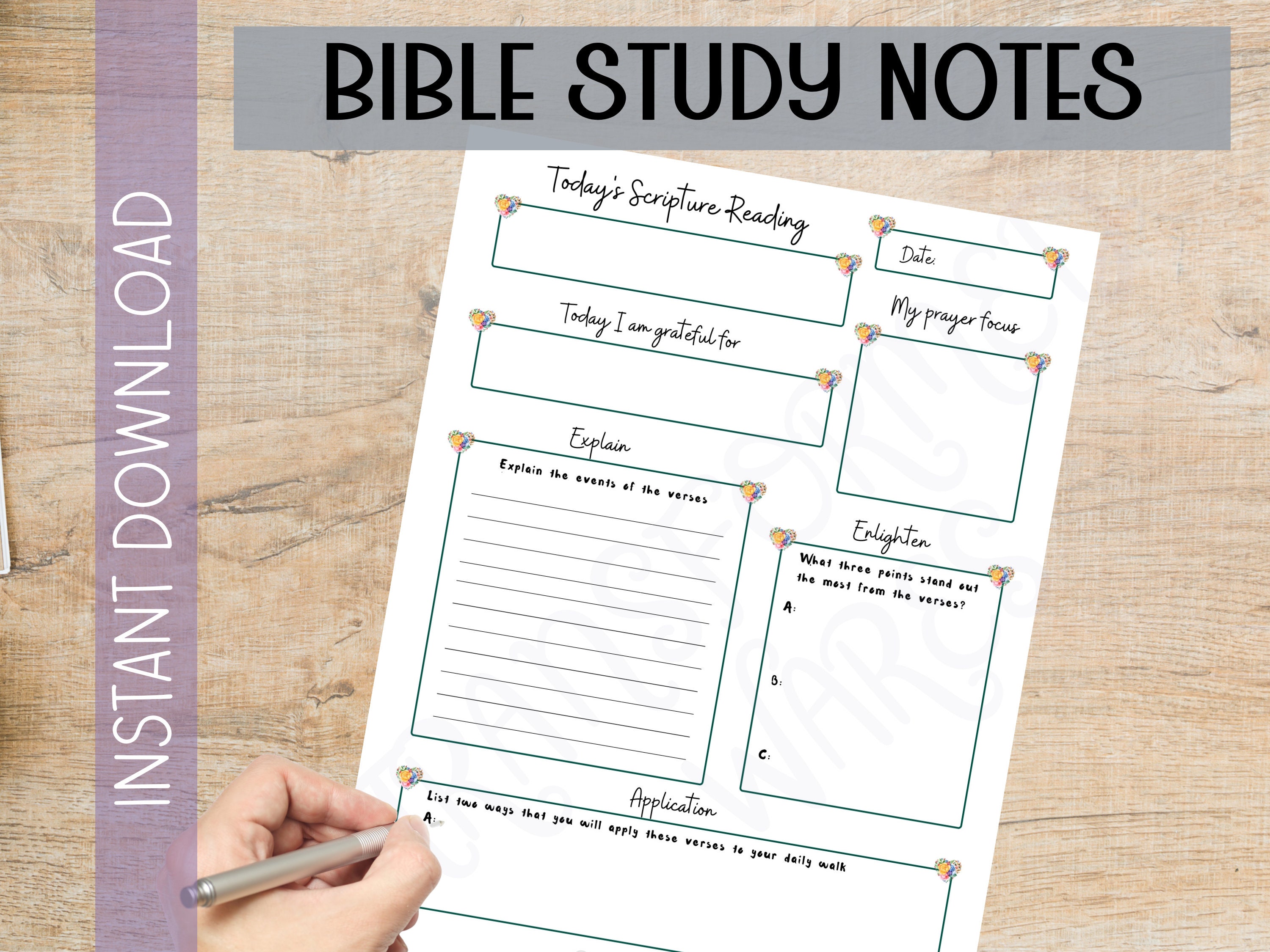 Bible Study Notes, PDF Printable, Instant Download, Church Journal ...