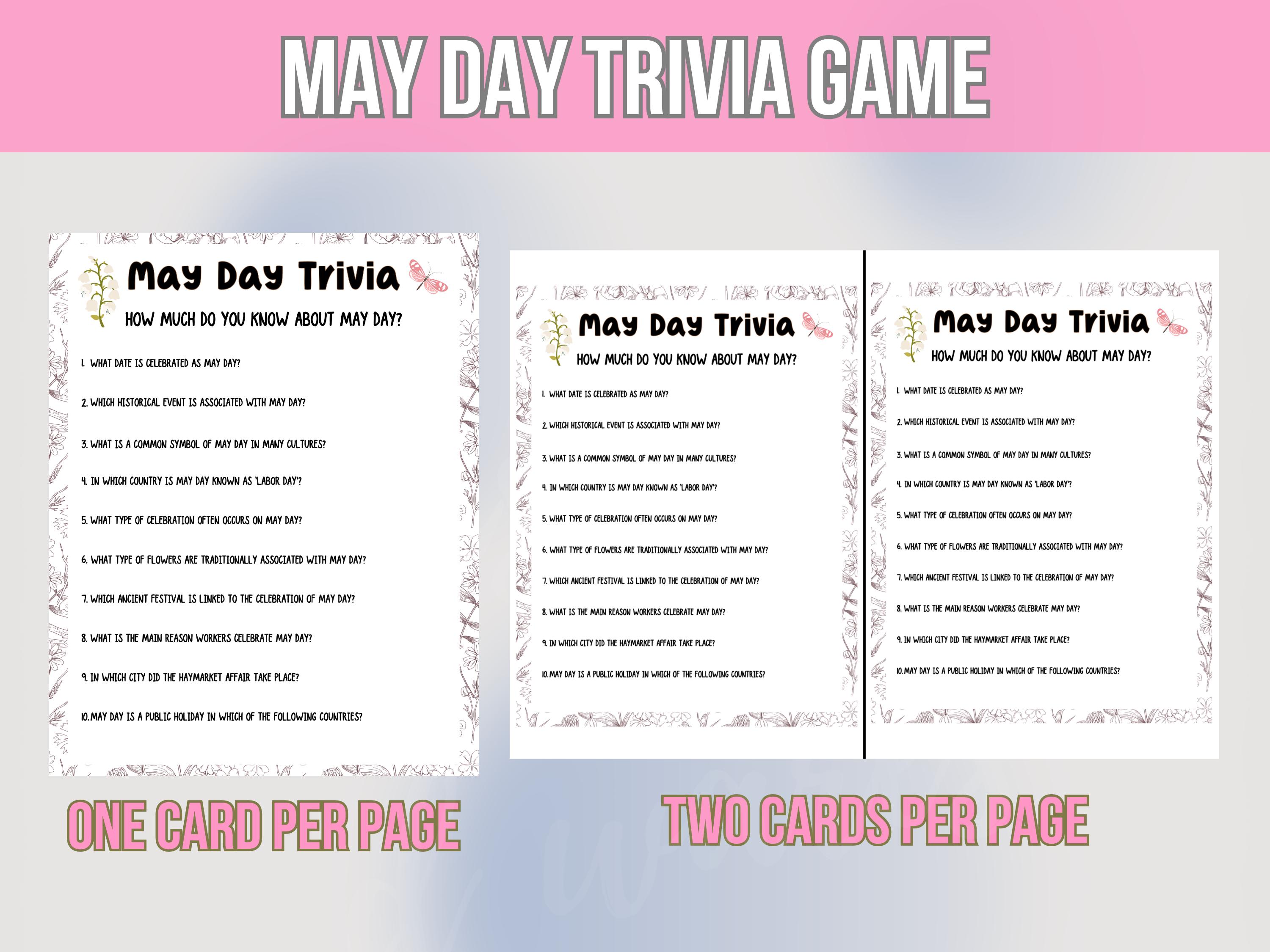 May Day Trivia Game, Printable May Day Game for the Family, Classroom ...
