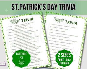 St. Patrick's Day Trivia Game | St. Patrick's Day Party | Holiday Printables | St. Paddy's Game PDF | Ireland Activity | Kids Irish Birthday