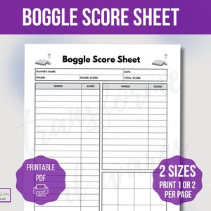 Boggle Score Sheet Template, Printable Boggle Score Sheet, Play Boggle Score Sheet, Printable Boggle Score Card, Dice Word Game, Family