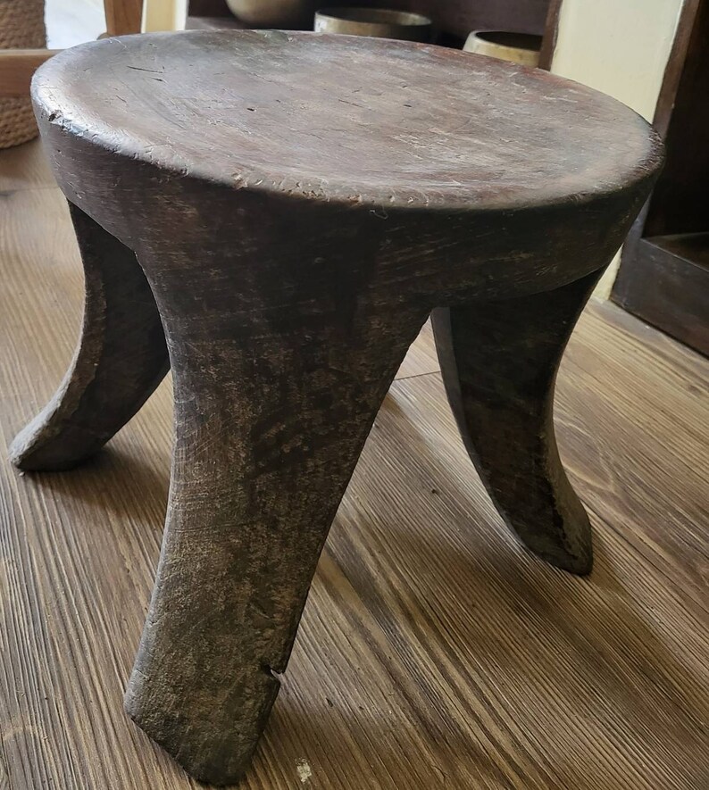 Vintage Asian Nepali Wooden Ethnic Stool Handmade in One Piece.traditional Neapli Style Design