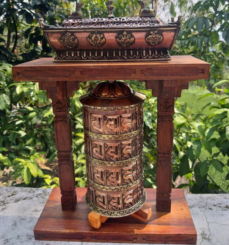Buddhist Prayer Wheel Hand Made With Sanskrit Universal Mantra of Love