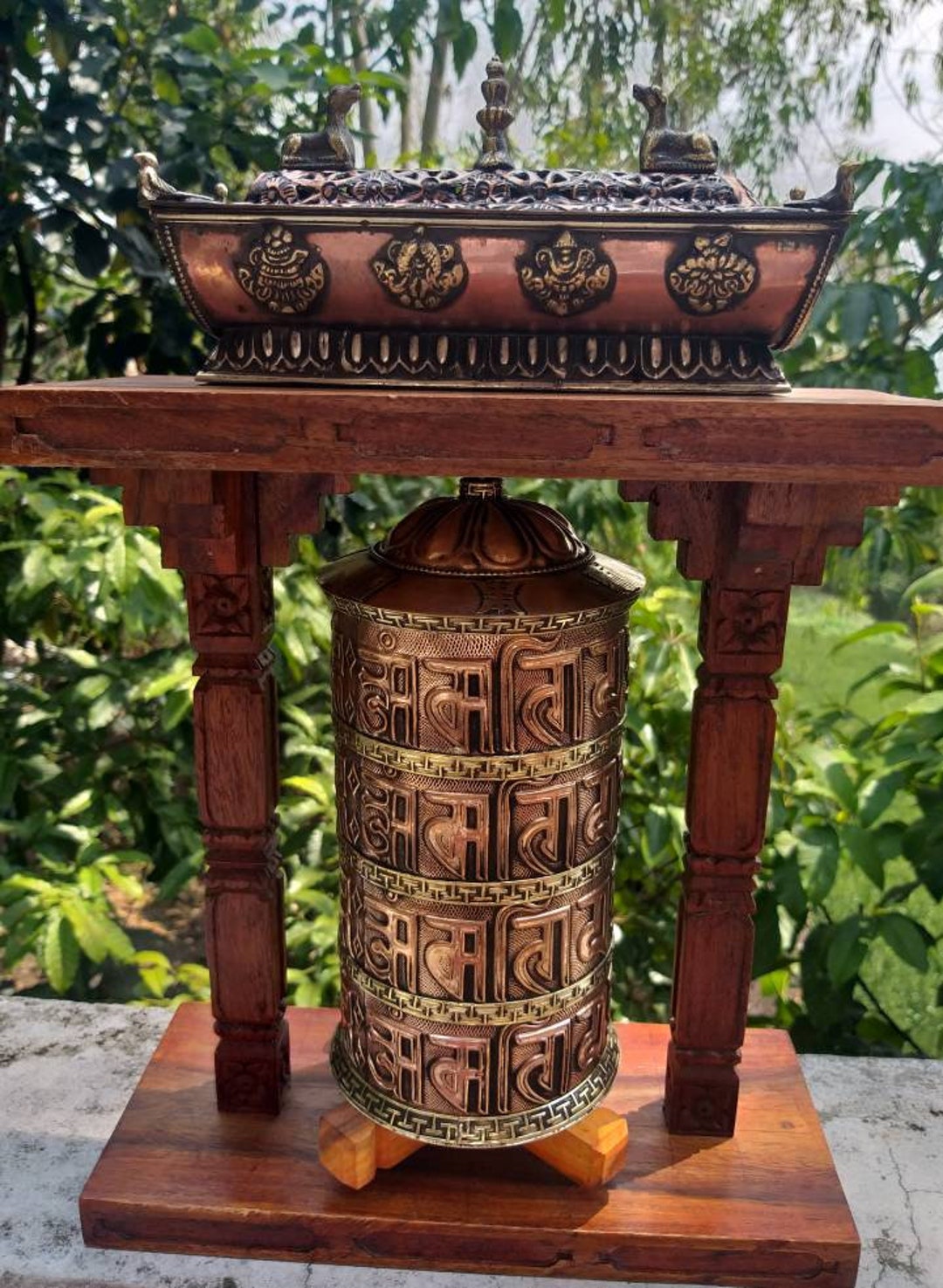 Buddhist Prayer Wheel Hand Made With Sanskrit Universal Mantra of Love