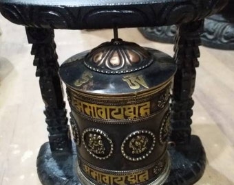 Tibetan Prayer Wheel.Wall Hanging.Beautiful Design with Sanskrit Mantra and Tibetan auspicious symbols.Happiness and Prosperity. Vintage