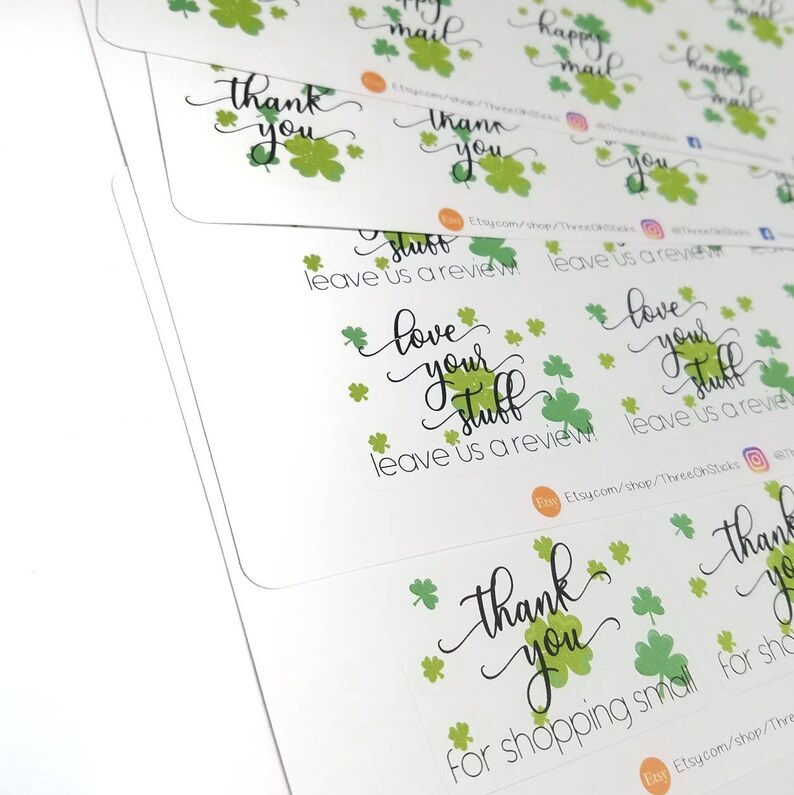 St Labels Thank You Clovers Happy Mail Patrick/'s Day Stickers