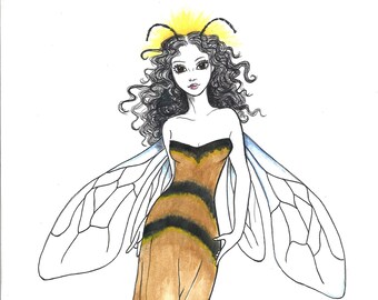 Fairy Fae Greetings Card - Bee Fairy Fae Greetings Card - Bee