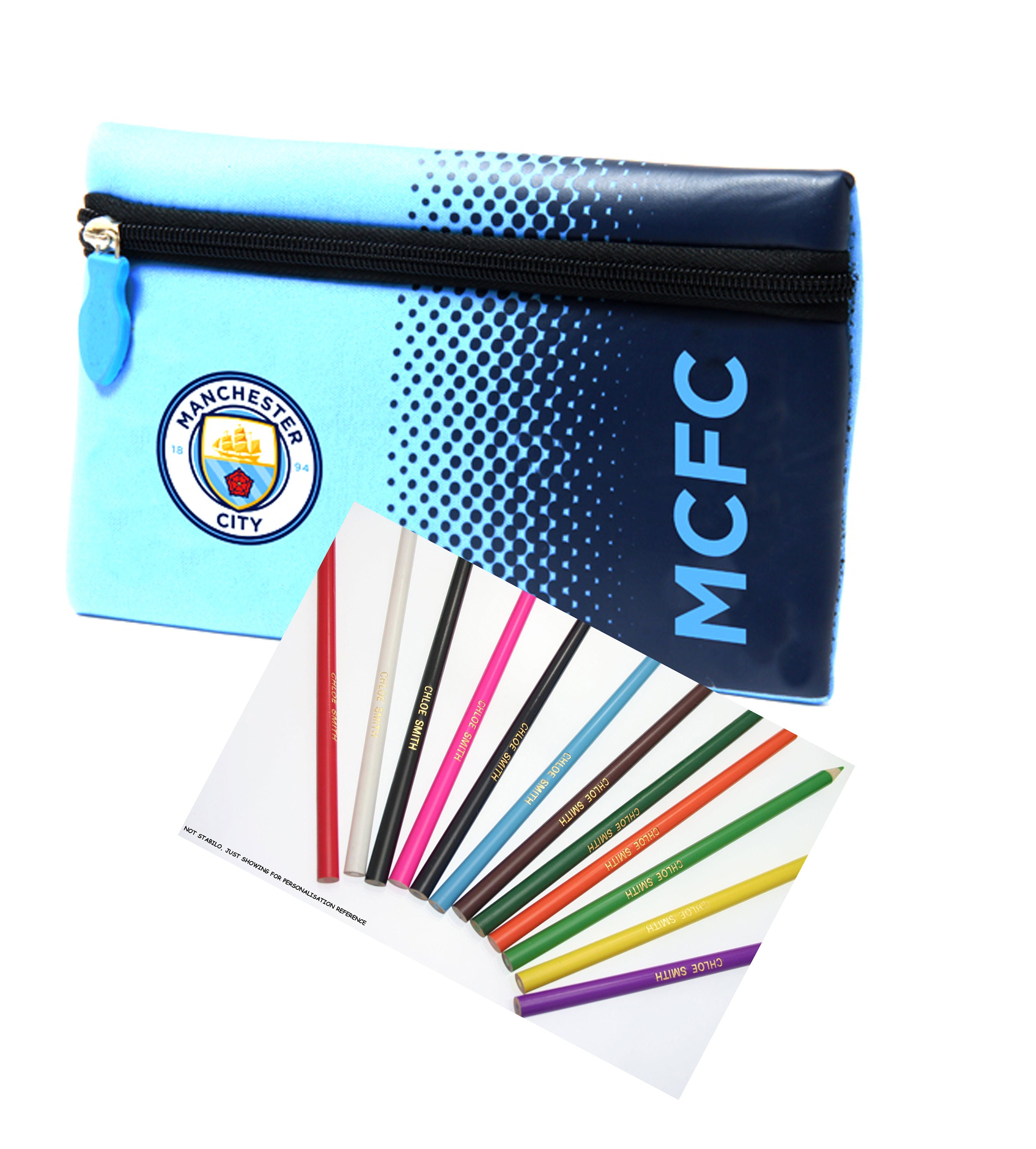 Personalised Manchester City FC Pencil Case & 12 Stabilo Etsy UK