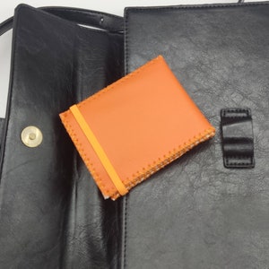 Orange leatherette wallet / Sustainable wallet / Recycled wallet / eco wallet / minimalist wallet / compact wallet / unisex wallet