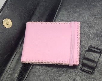 Pink leatherette wallet / Sustainable wallet / Recycled wallet / eco wallet / minimalist wallet / compact wallet / unisex wallet