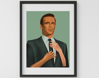 Madmen Don Draper limited edition illustration print, gift idea, house warming