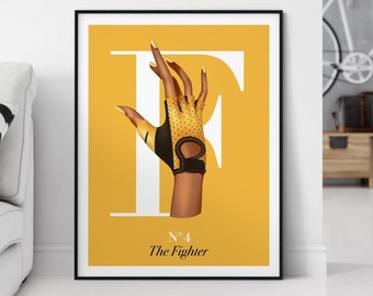 Hand of female fighter limited edition illustration print, gift idea, house warming