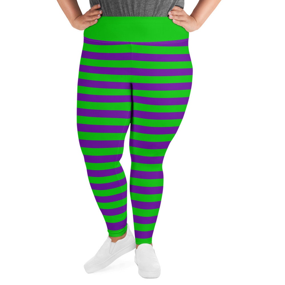 Green and Purple stripes All-Over Print Plus Size Leggings | Etsy