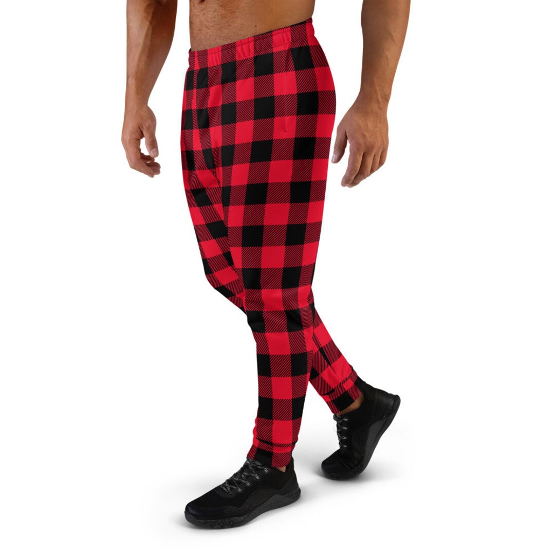 Red and Black Buffalo Plaid Joggers Men's Joggers Men's Sweatpants for ...