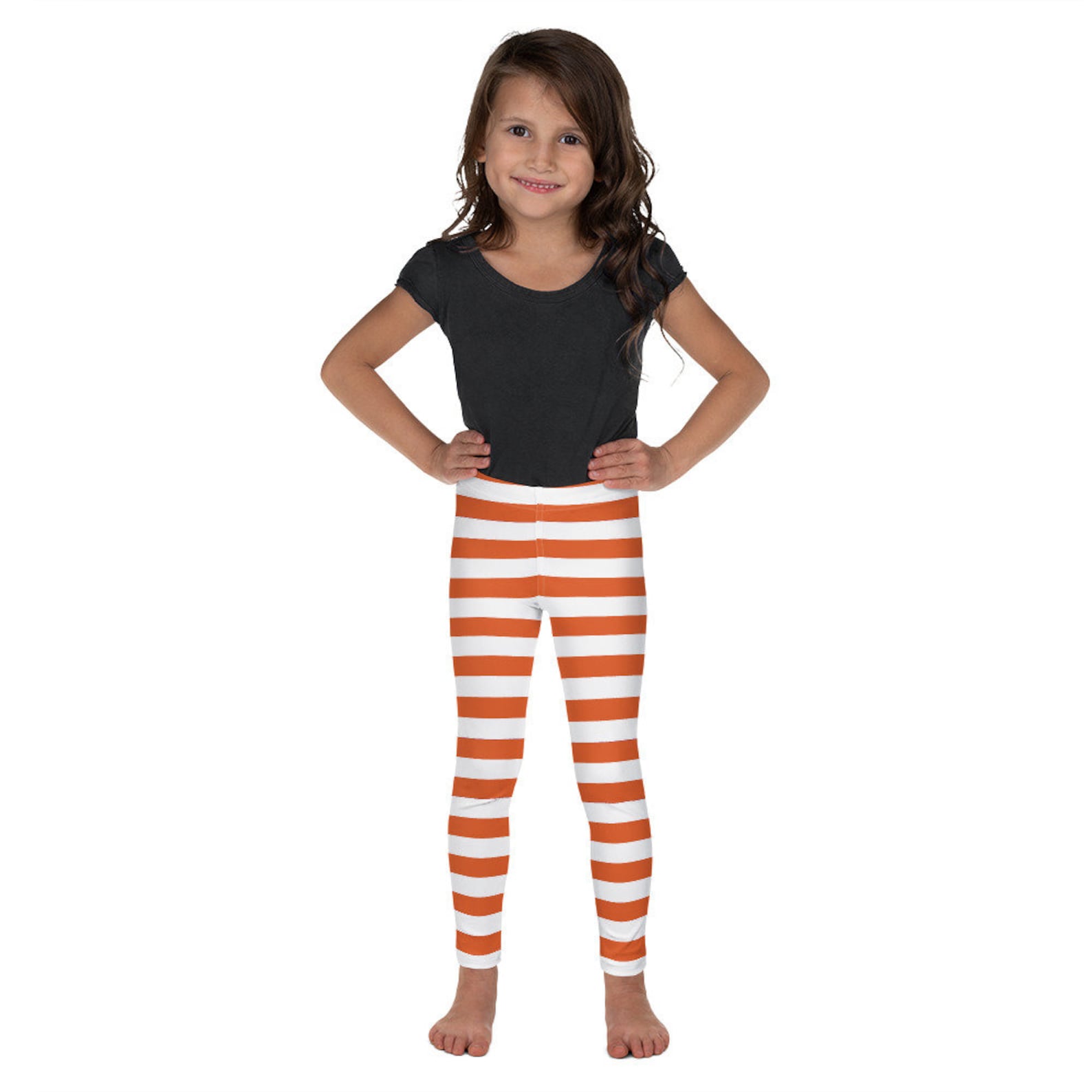 Kid's Striped Leggings Orange and White Stripes Etsy