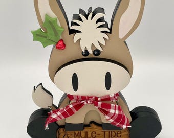 Handmade Christmas Donkey Shelf Sitter, Farmhouse Holiday Decor