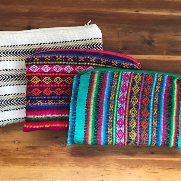 ethnic zipper pouch, aguayo make up bag, indigenous bag, Bolivia zipper bag, unique pencil pouch, galentine, travel pouch, gift for her