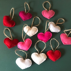 Rustic felt heart ornament gift toppers