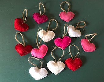 BULK felt heart ornament, mini heart, newborn gift, Mother's day gift, anniversary gift, romantic ornament, baby shower decor, child gift