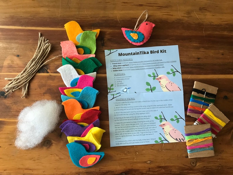 DIY felt bird kit, mother daughter craft kit, make your own bird kit, adult craft kit, baby shower craft kit image 2