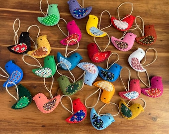 ONE-SIDED vintage fabric wing felt birds ornament gift toppers