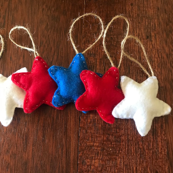 Red - Star - Hand Embroidered Felt Christmas Decor Ornament 15 main image 0