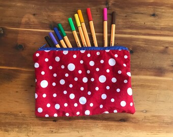 fabric zipper pouch, kid gift, unique pouch, vintage zipper pouch, travel pouch, purse organizer, large wallet, galentine, valentine gift