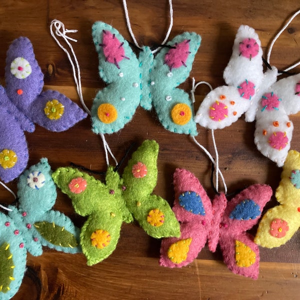 felt butterfly ornaments, spring ornaments, mother's day gift, seasonal tree decor, spring decor