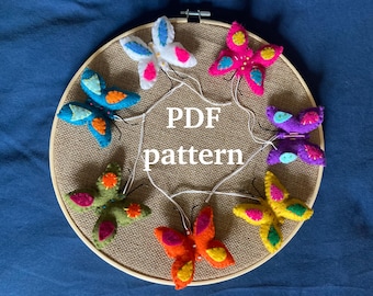 felt butterfly ornament PDF pattern + SVG digital download