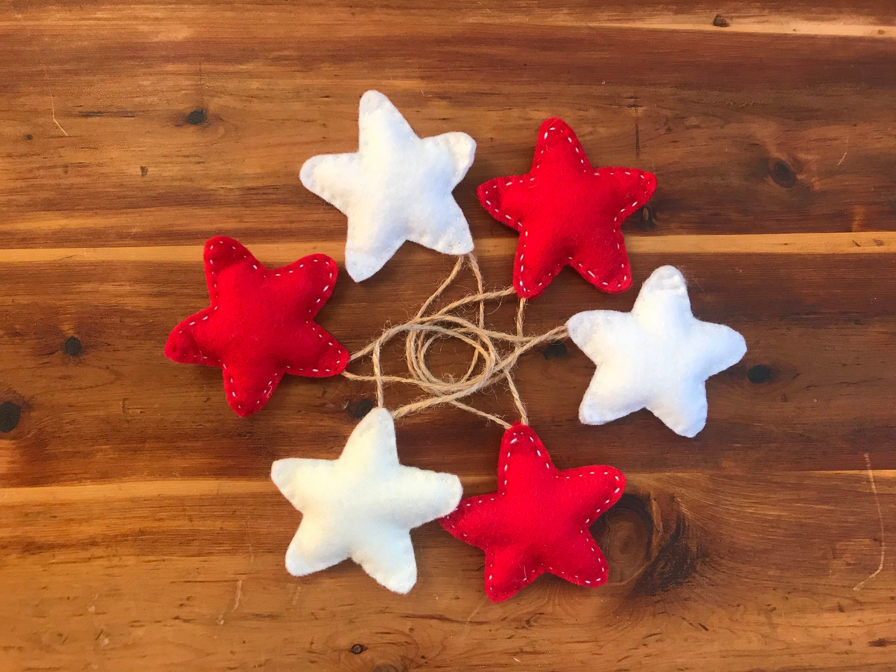Hand Sewn Red White and Blue Star Ornaments - Etsy