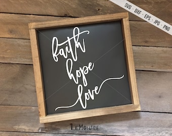 Faith Hope Love SVG Cut File, Christian Bible Verse Design (Digital Download)