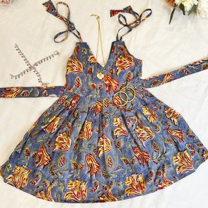Indian Floral Hand Block Printed Dress for Girls | Pure Cotton Halter Style | Kids Summer Wear & Clothing