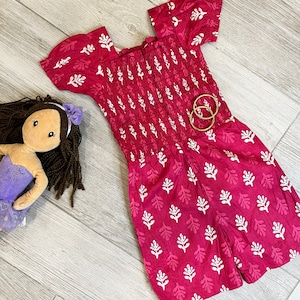 Floral print  Jumpsuit for Girls | Pure Cotton Dress for Girls | Kids Romper | Summer Wear & Cute Clothing for Children