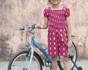 Pink Cotton Floral Jumpsuit for Girls – Handmade Summer Clothing, Toddler Outfit, Girls Outfit, Birthday Gift