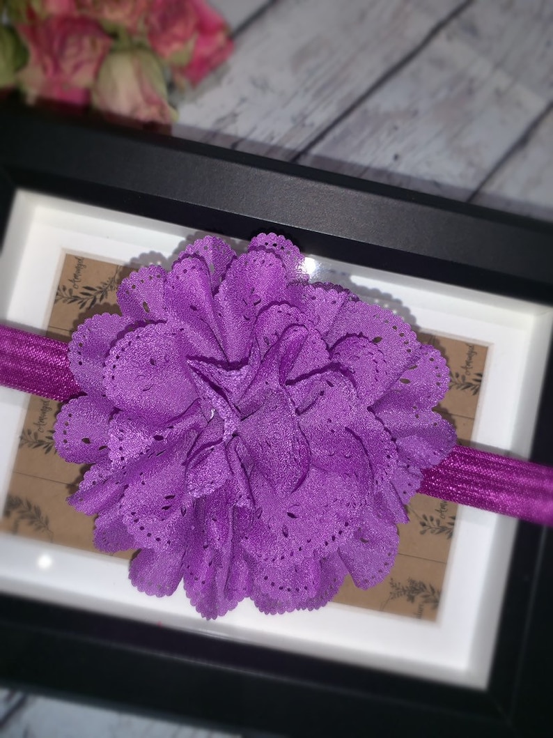 Hairbow.headbands infant girl Baby headband Baby lavender bow headband Lavender flower headband.Girl lavender headband Flower headband