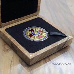 Personalized Engravable Box Walnut box Coin Box With Coin Army coin box Coins Gifts For Him Wooden box for coin