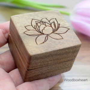 Marry me box Proposal ring box Small wooden box for ring Engagement ring box Wooden ring box Ring storage box Lotus flower