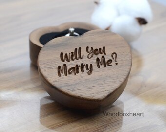 Marry me box Proposal ring box Wedding ring box Engagement ring box Wooden ring box Ring storage box Heart shape