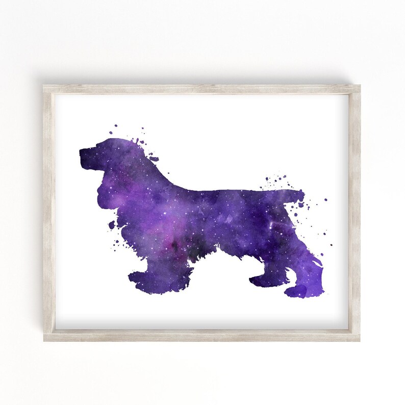 Cocker Spaniel Print Purple Cocker Spaniel Wall Art Watercolor Dog Prints Dog Pictures Dog Artwork Dog Themed Nursery Bedroom Decor