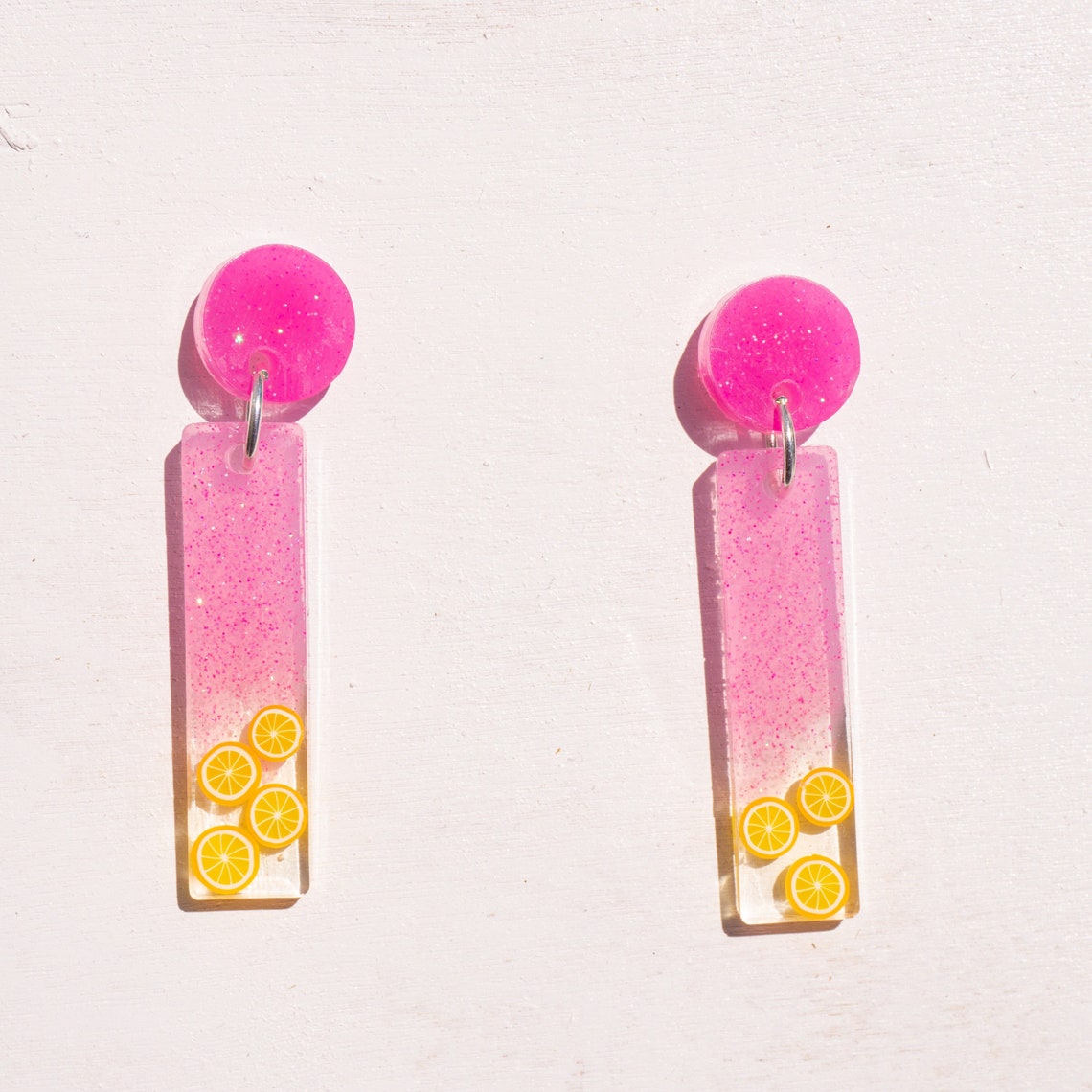 Pink Lemonade Resin Earrings Etsy