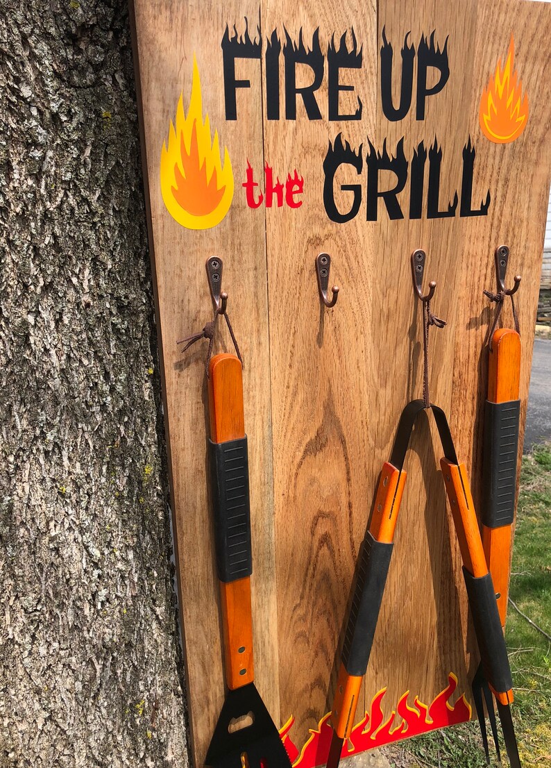 Grill Tools Holder BBQ Utensil Holder Grill Sign Fathers Etsy