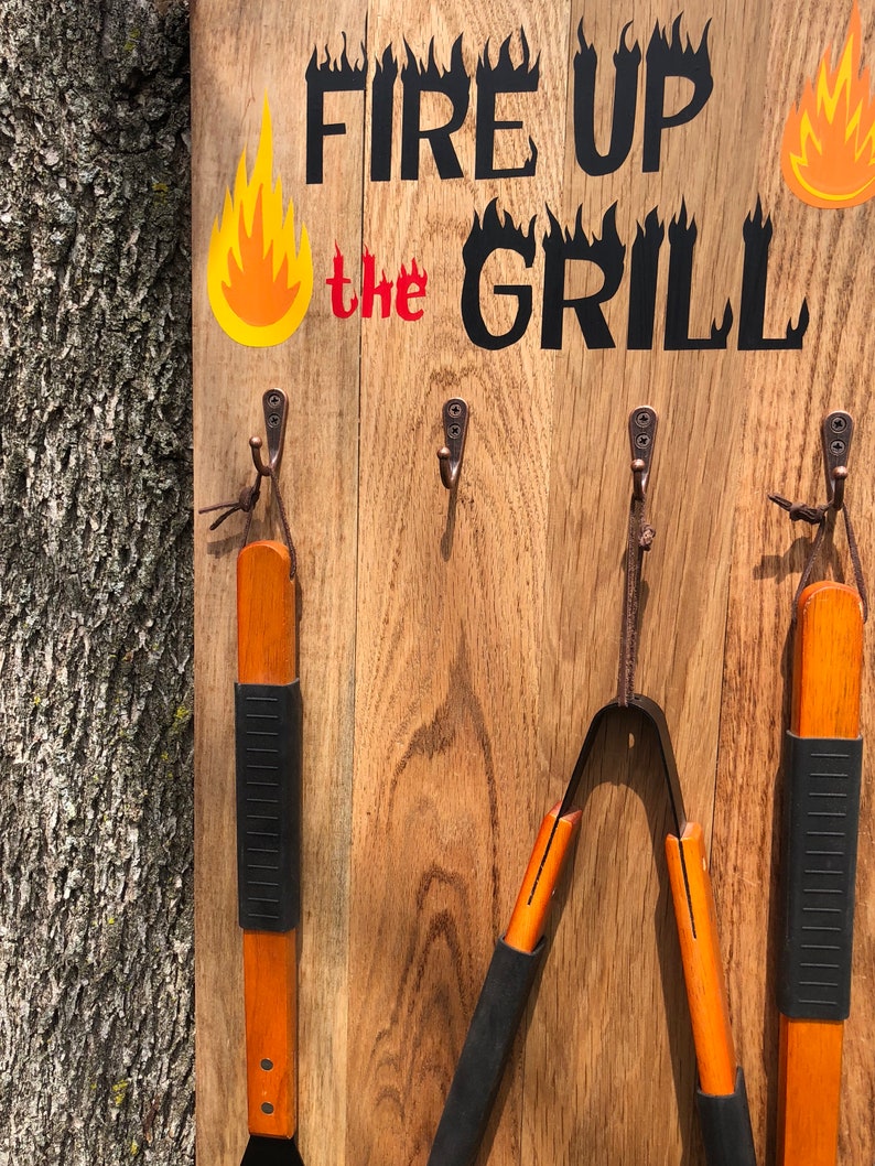 Grill Tools Holder BBQ Utensil Holder Grill Sign Fathers Etsy