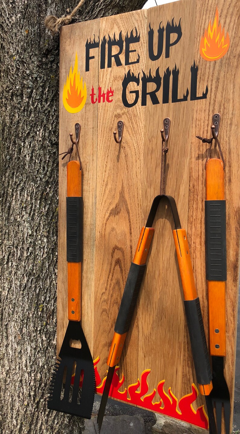 Grill Tools Holder BBQ Utensil Holder Grill Sign Fathers Etsy