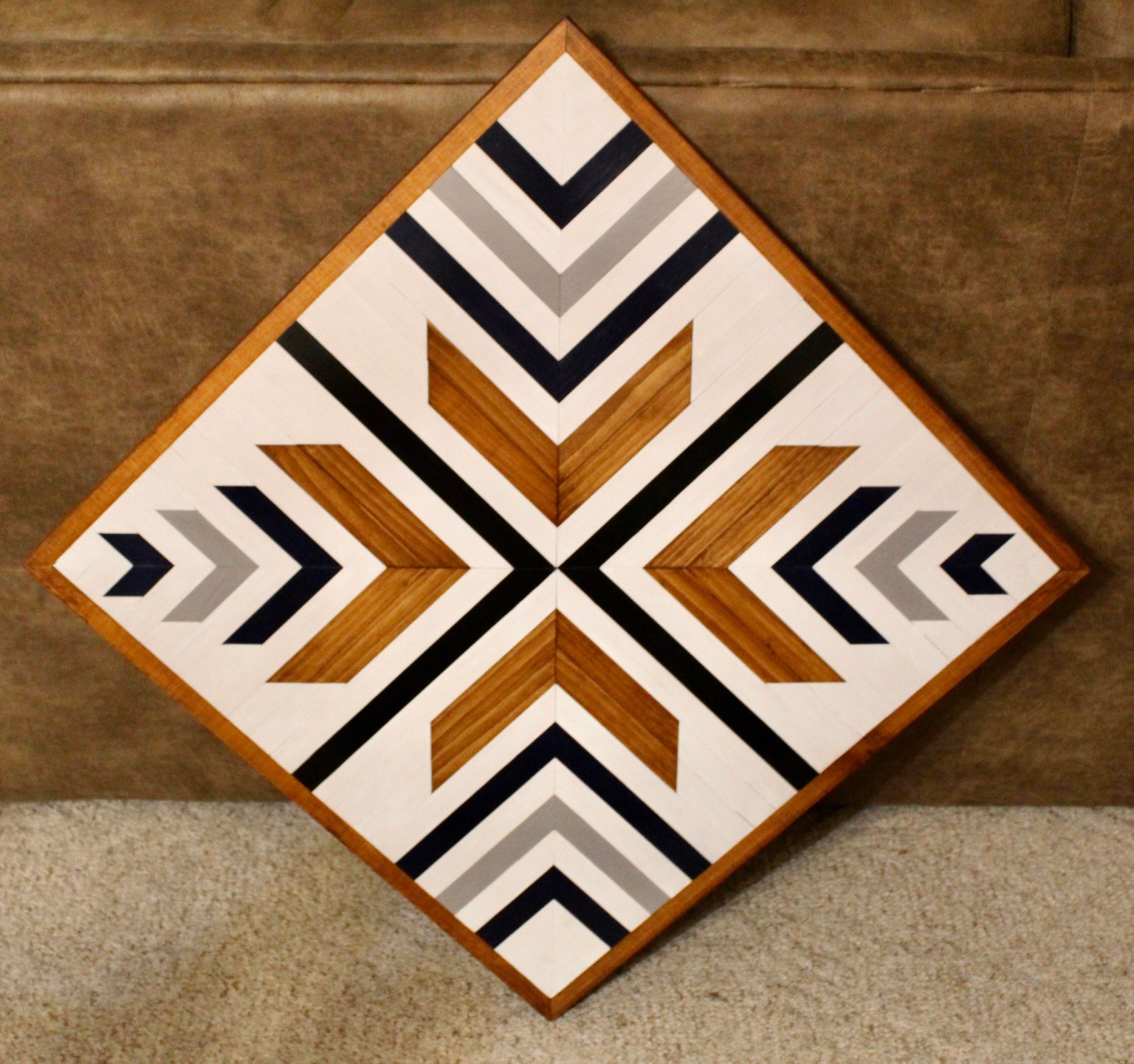 Wooden Wall Art Unique Handcrafted Diamond Shaped Design Etsy