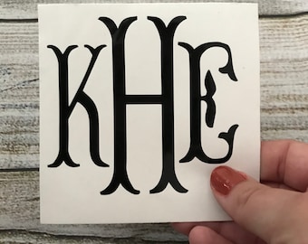 Fishtail Monogram Decal | Personalized Initial Sticker | Custom Name Vinyl Decal for Car, Laptop, Cup