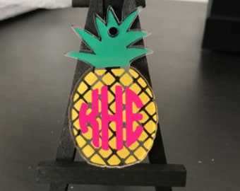 Monogram Pineapple Keychain, Monogram Keychain,Pineapple Tassel Keychain, Tassel Keychain, Pineapple Keychain, Pineapple Monogram Keychain