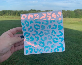 Holographic Leopard Print Vinyl Decal, Laptop Car Decal