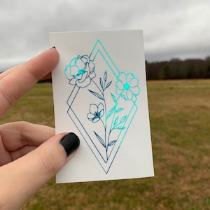 Wildflower Decal, Flower Decal, Holographic Flower Decal, Holographic Wildflower Decal, Holographic Decal, Cup Decal, Car Decal-decals